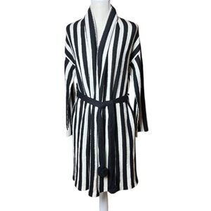Figue Alpaca Cardigan Sweater Black and White Striped - OS